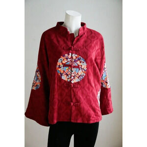 Vintage cotton Embroidered Mandarin Long Sleeve Jacket S
